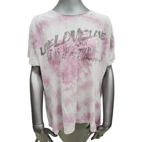 Magnolia Pearl Love Mozart Heart Pink Purple Shortsleeve Shirt Top OS - Picture 1 of 5